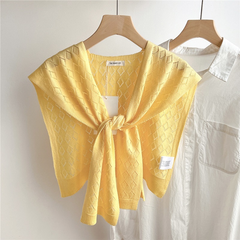 菱格綁帶式針織披肩 十二色