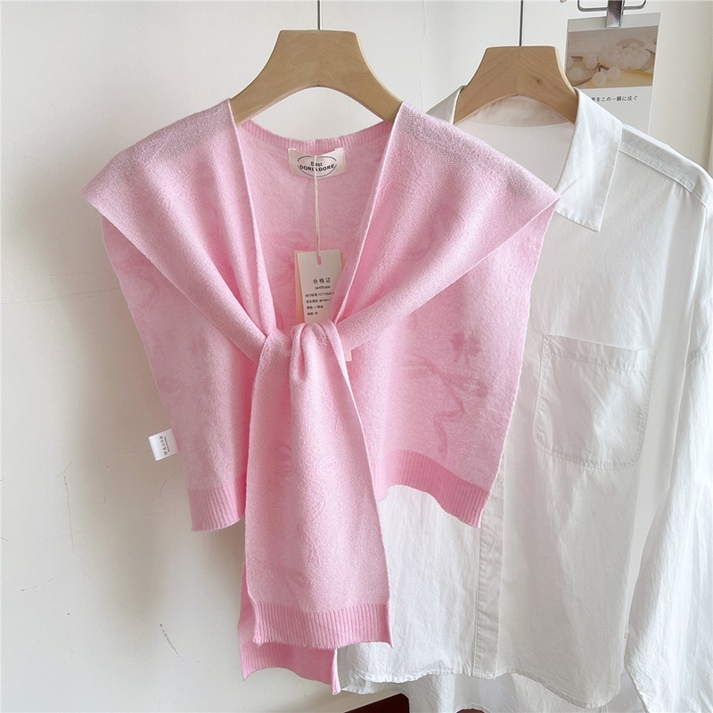 蝴蝶結紋理針織披肩 九色