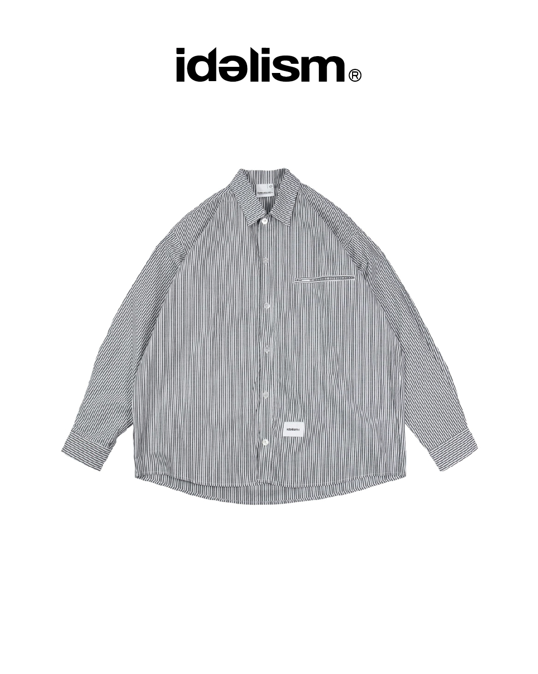 idealism 條紋長袖襯衫 黑/藍 24 A/W 3D Stripe LS