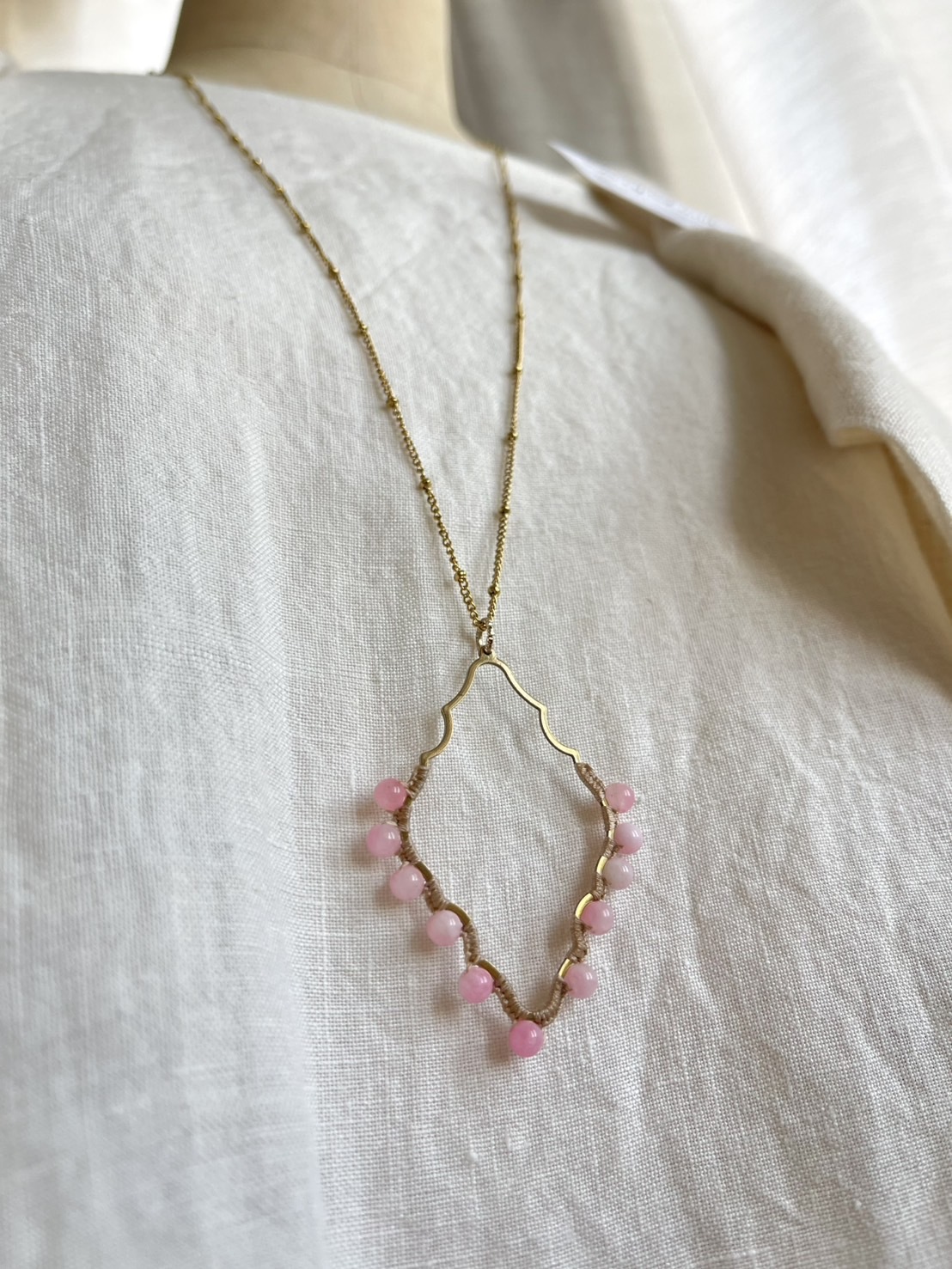 [Big Land] 粉櫻玉石項鍊 | NO.381