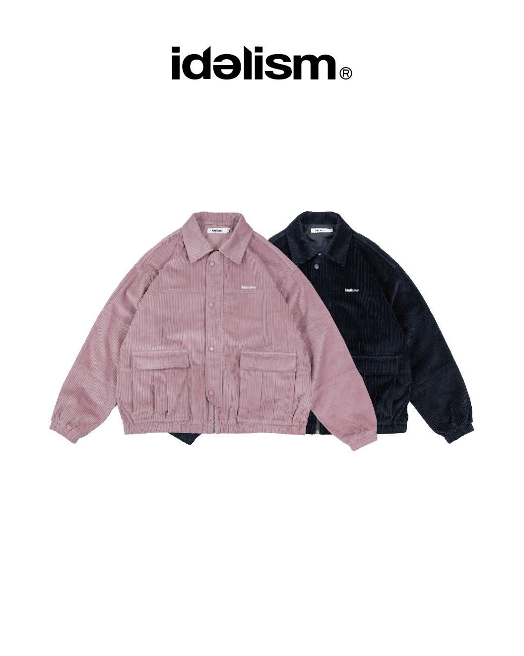 idealism 燈芯絨夾克 粉紅/深藍 24 A/W Splice Corduroy JKT