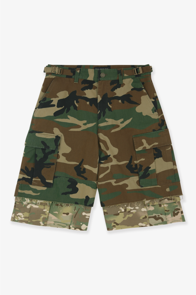 PROJECT G/R｜LAYERED SKIRT CARGO SHORTS (CAMO)