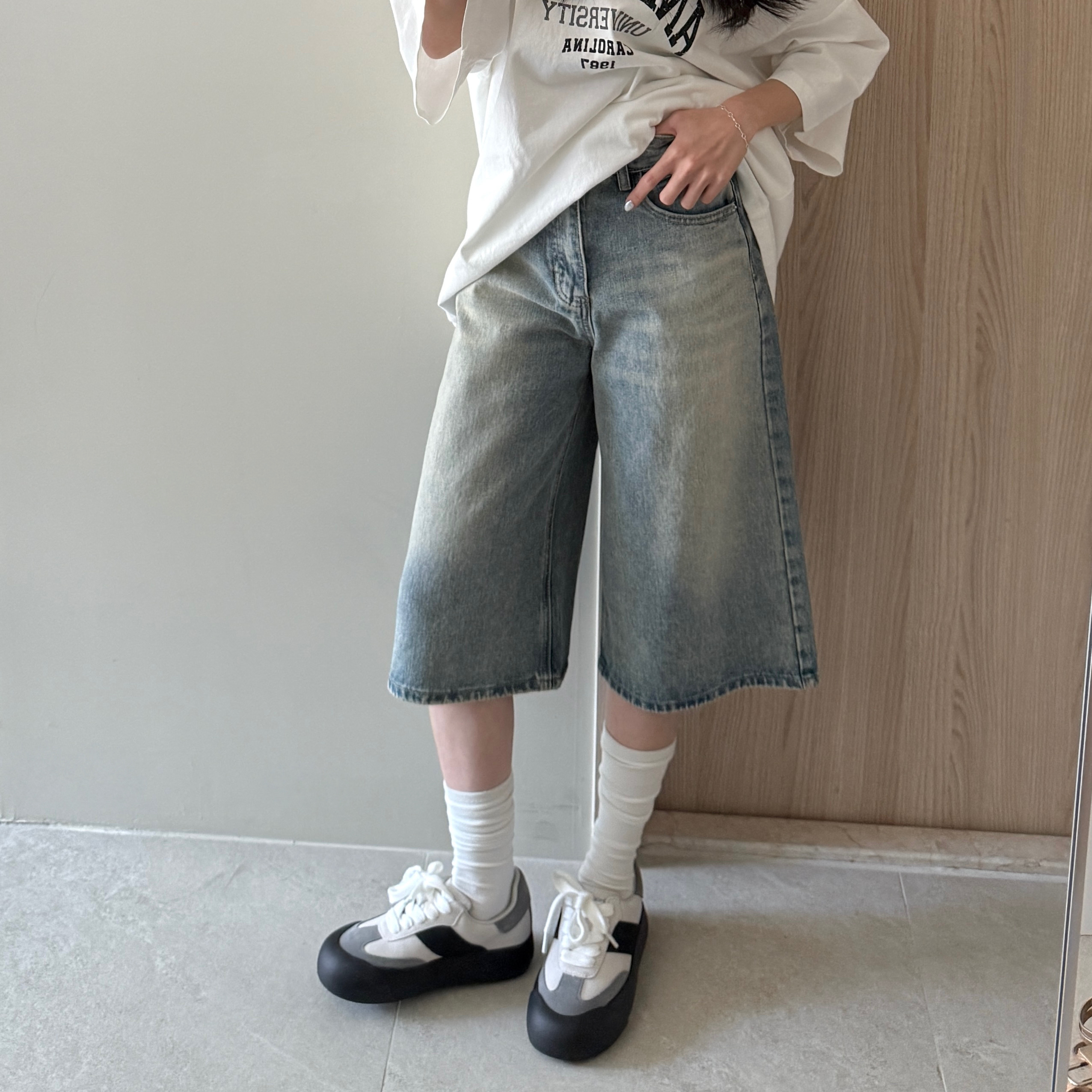 水水微刷色七分褲（部分顏色/尺寸預購）