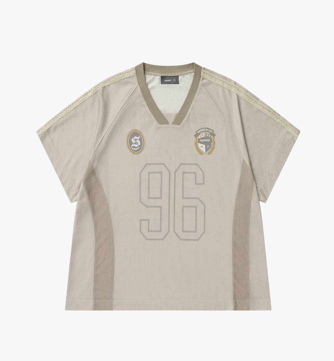 [現貨] Sense Football Mesh Oversize T-Shirts Beige | L25-T01BE