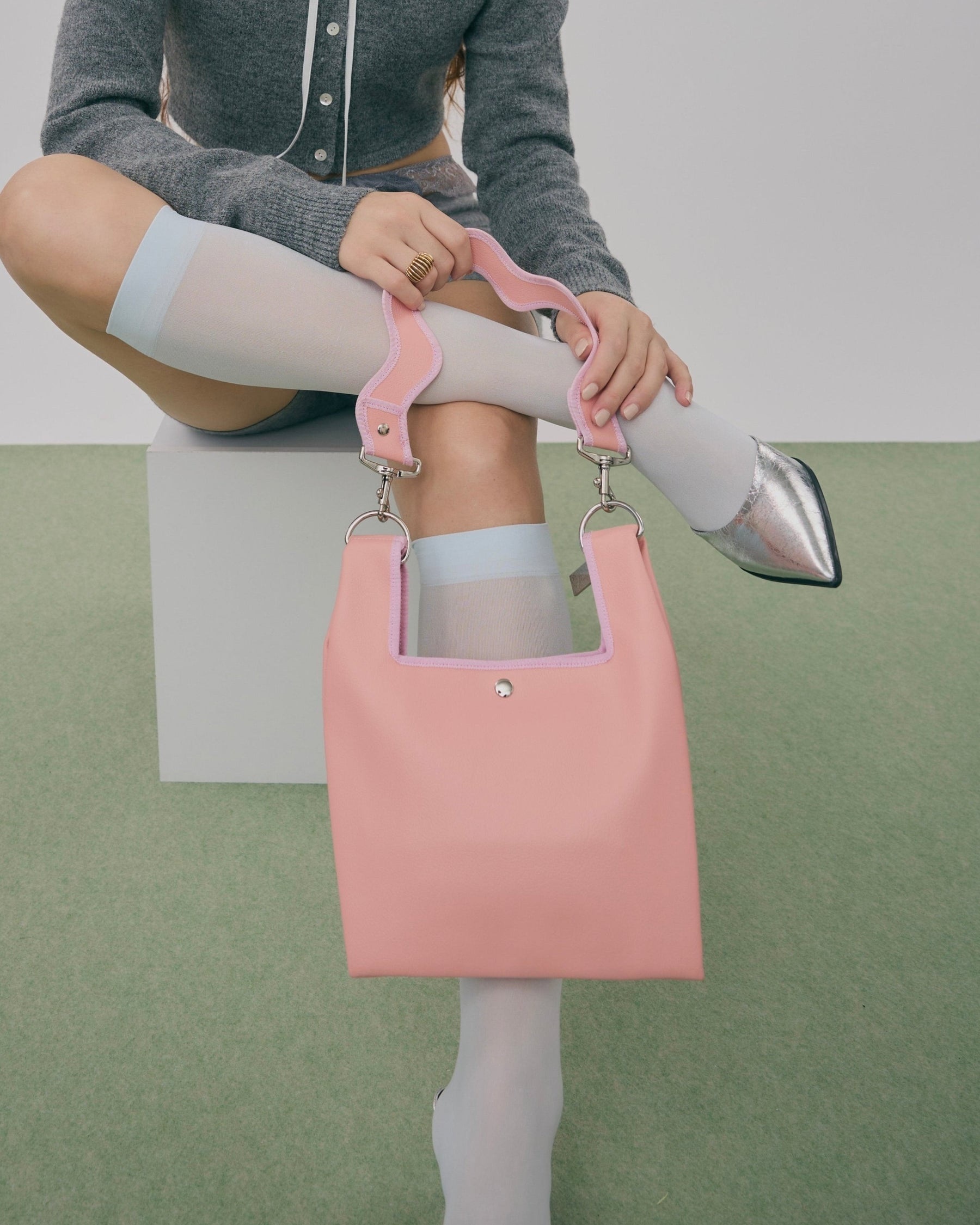 Nori 波浪手提肩背包 小款 粉色