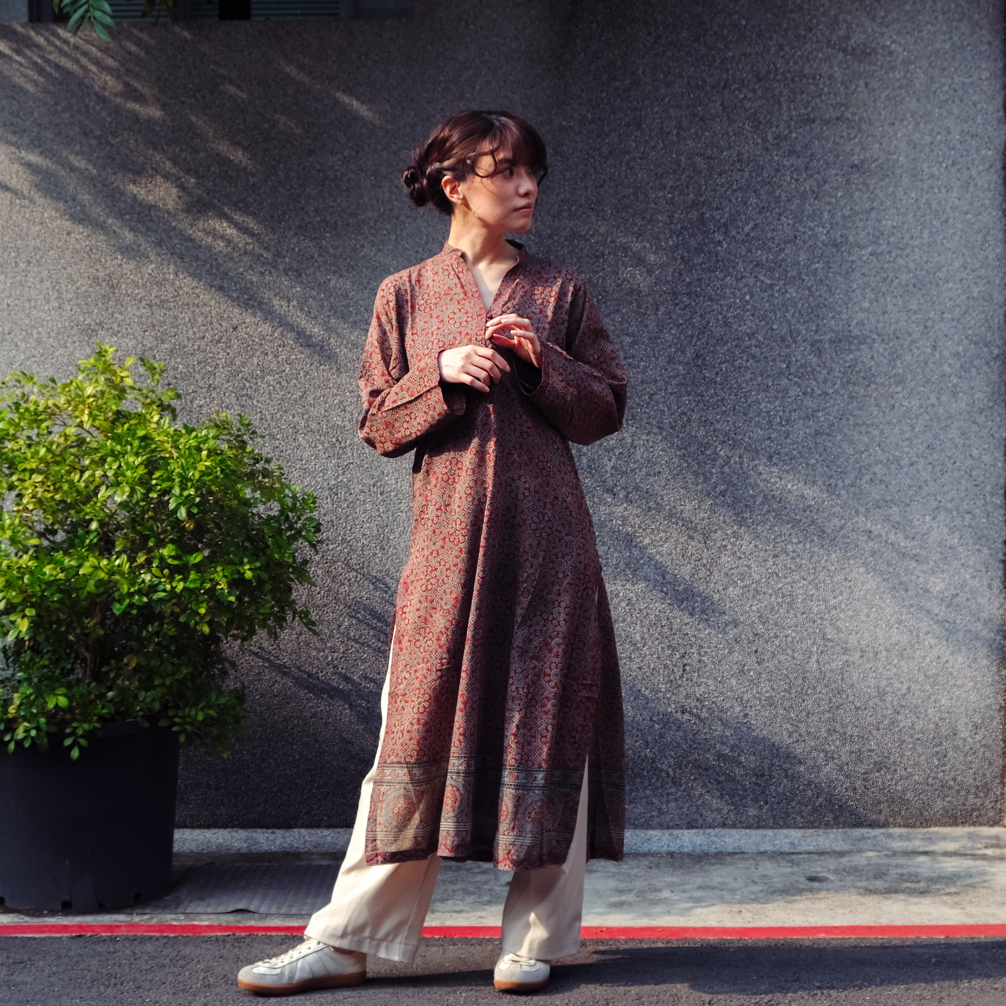 蓋染｜Ajrak Kurta 罩衫 - 磚紅 76｜巴基斯坦