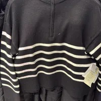 [S] DKNY BLACK/IVORY HALF ZIP MOCK NECK SWEATER, DJ4R0167-BLK/IVY (SD1257)