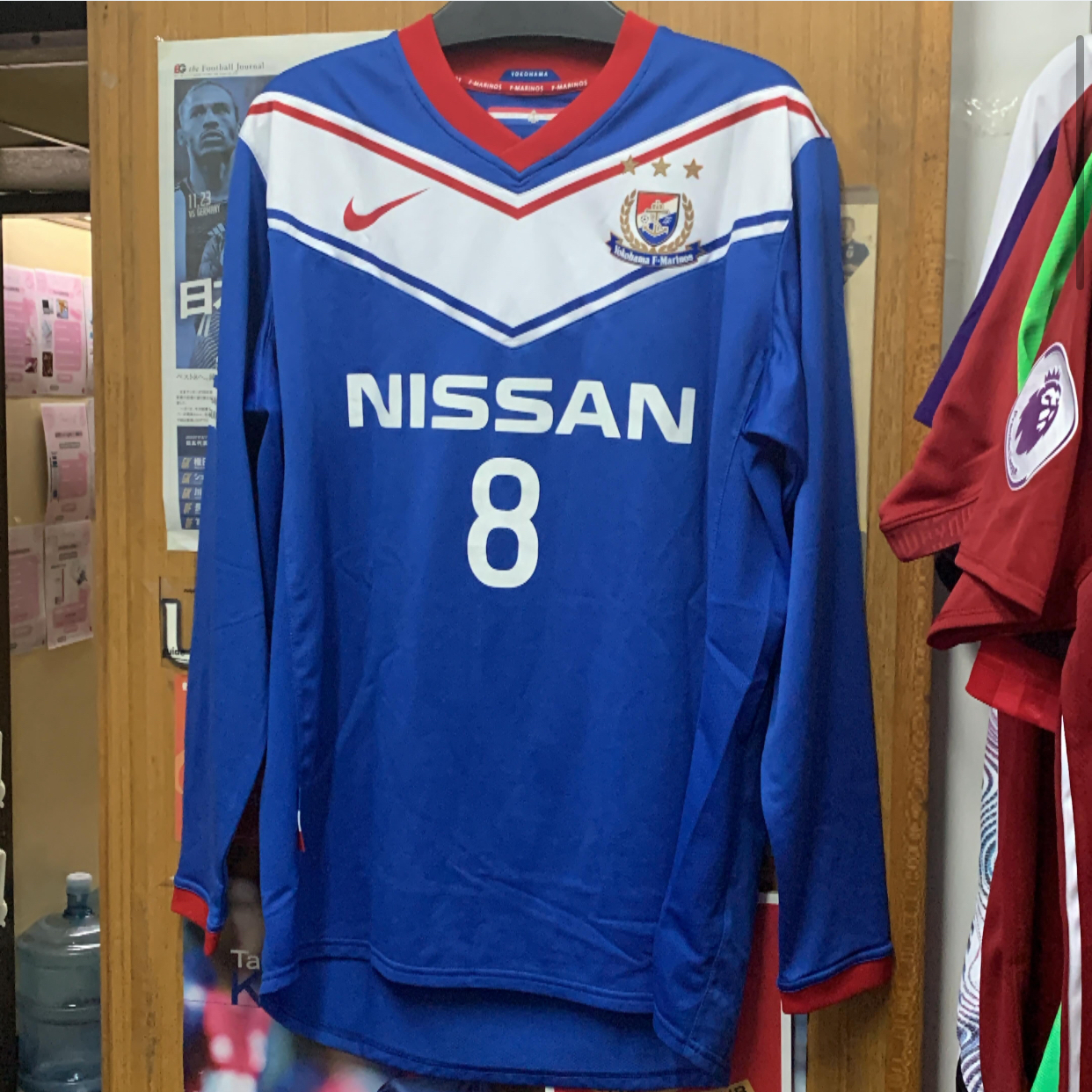 2010 Yokohama Marinos Long Sleeve Home Shirt with 8 ARIA [Used, XL 90% New]