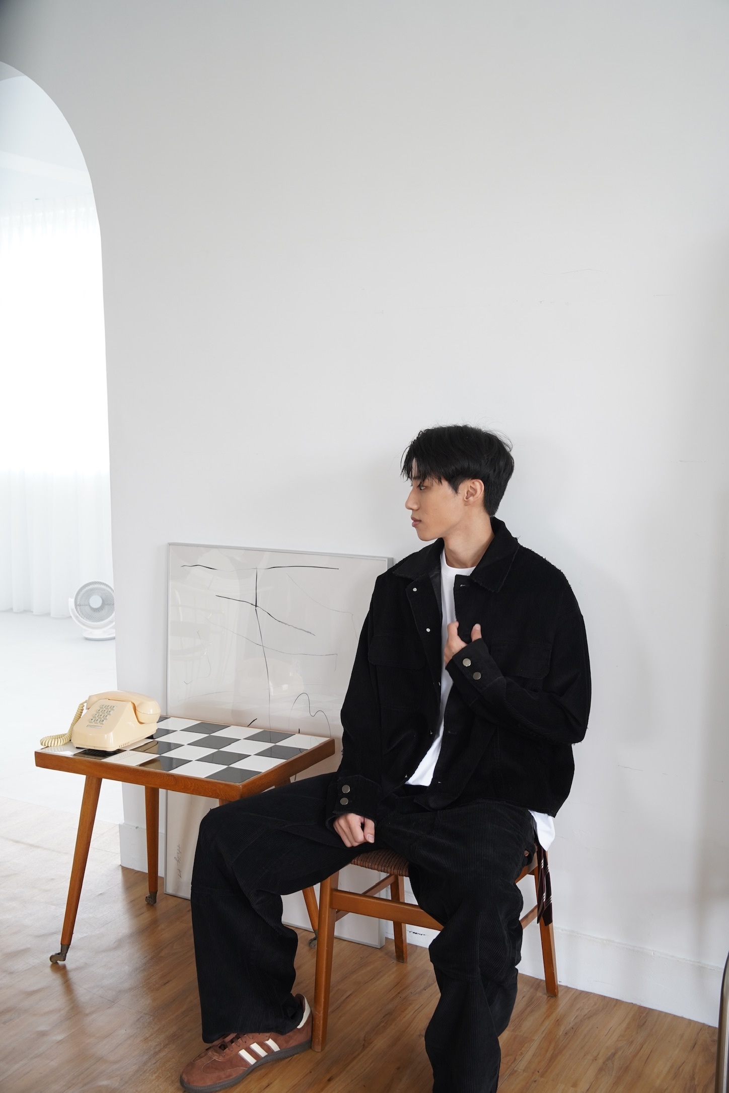 短版燈芯絨夾克 黑