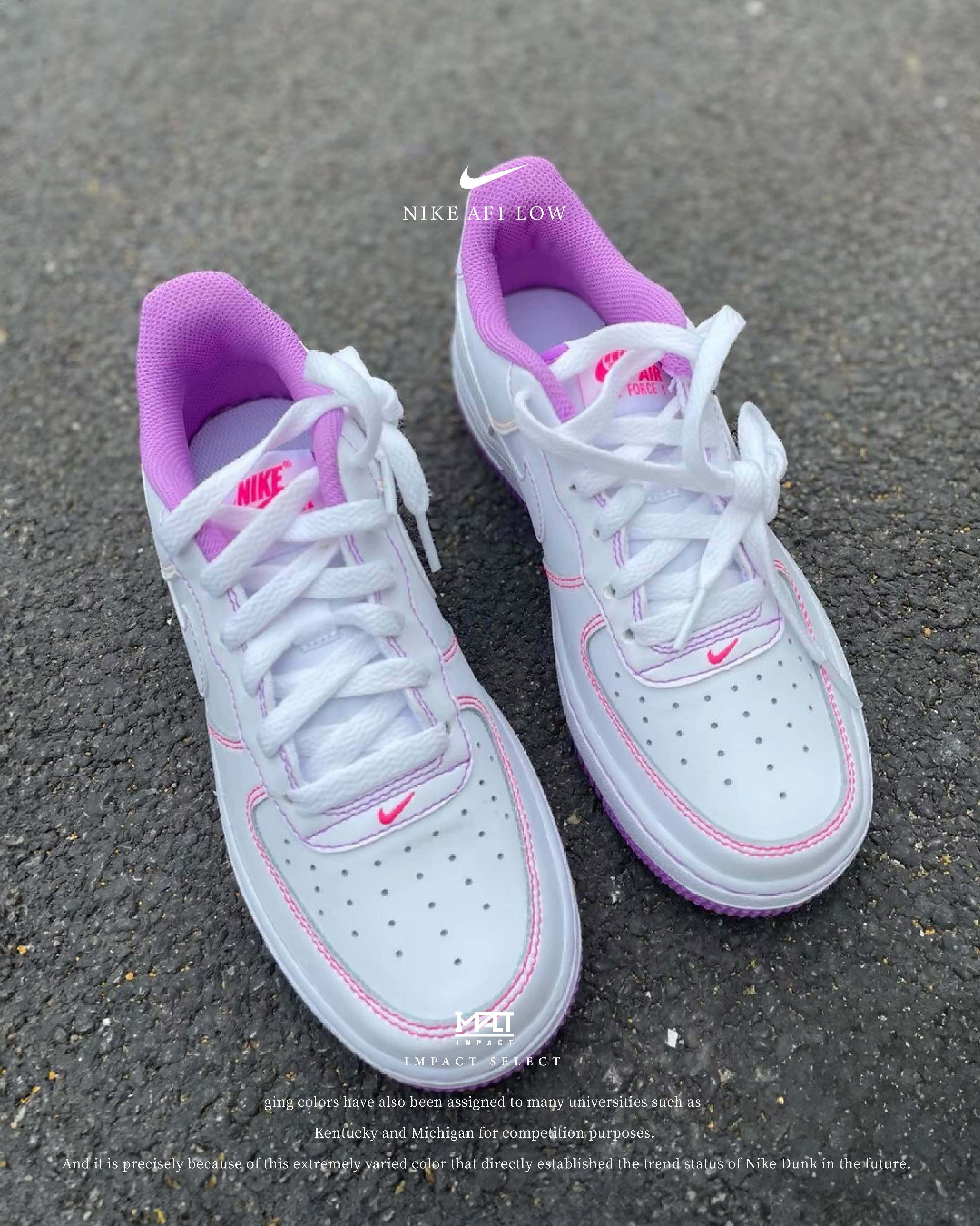 Nike AF1 Low GS 白紫 紫色 縫線 女款 CW1575-110