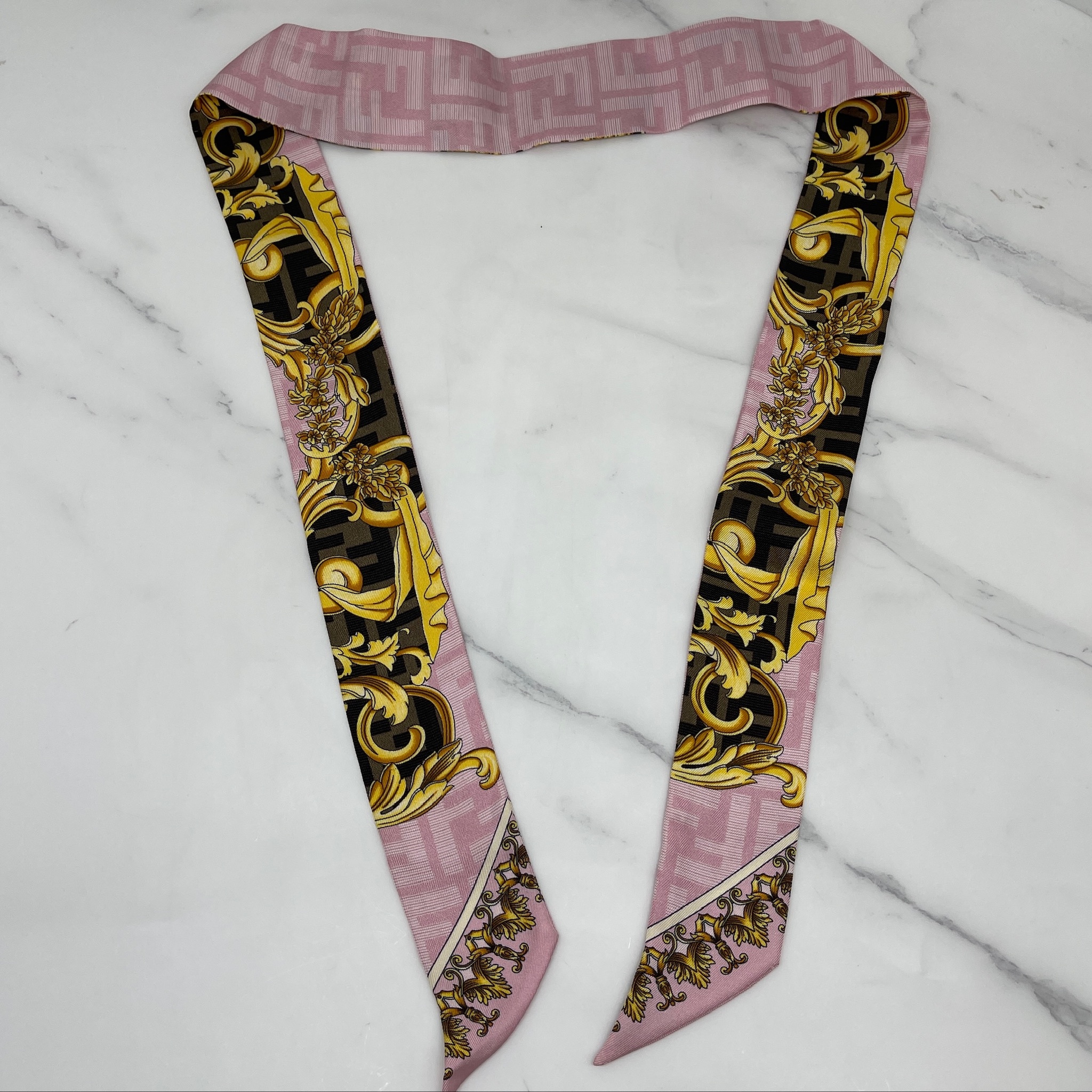 Fendi  cross over versace twilly（Pink / Tobacco）