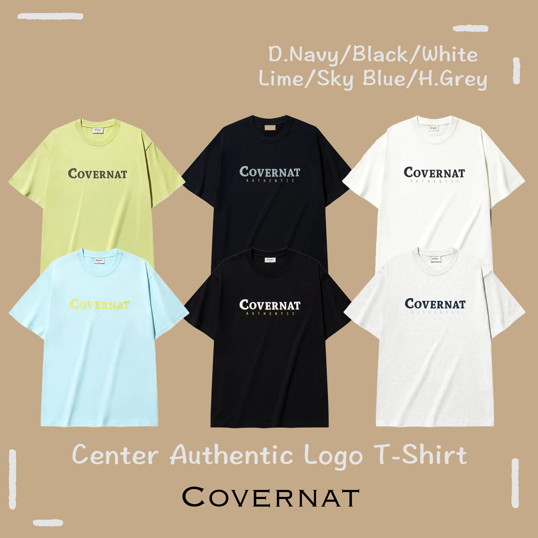 【OWN】Covernat 短袖上衣 經典 LOGO 休閒 熱門 素TEE 不分男女 黑 暗藍 天藍 青檸 白 白灰