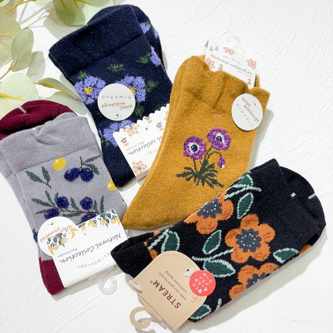 各款花卉圖案短襪