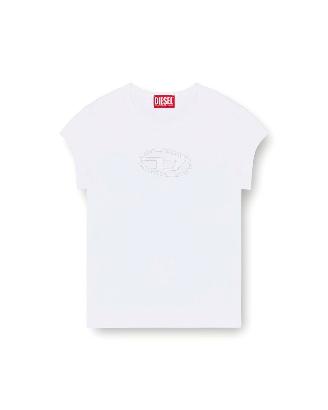 DIESEL 經典款鏤空D Logo 白色修身短袖 T