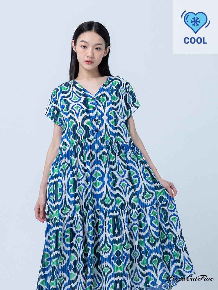 [兩件1580｜涼感洋裝]水漾色彩短袖綁帶洋裝 PizzaCutFive PCF252485044