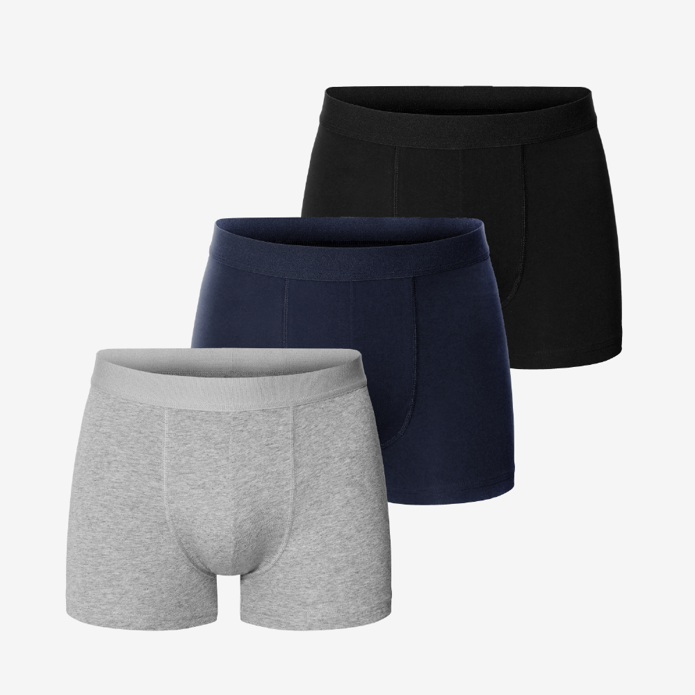 Bread & Boxers 三件組⎪有機棉男用四角內褲 - 黑/灰/深藍