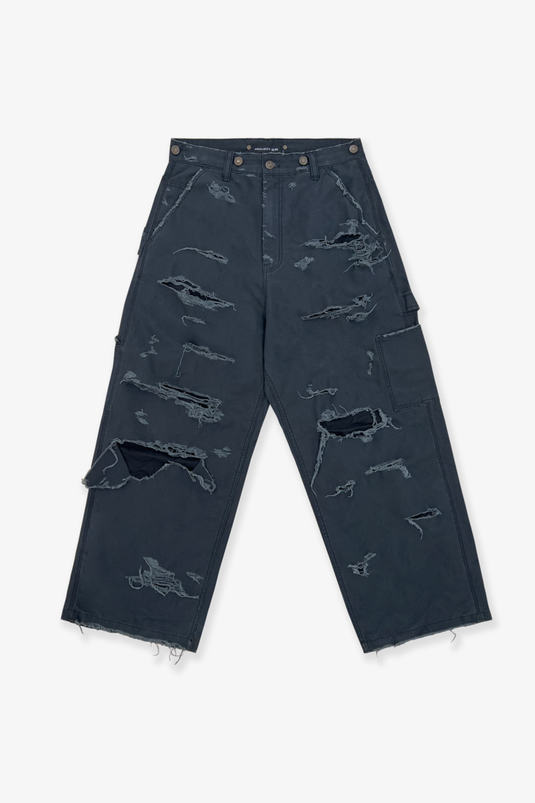 PROJECT G/R｜DISTRESSED WORK PANTS (WASHED BLACK)