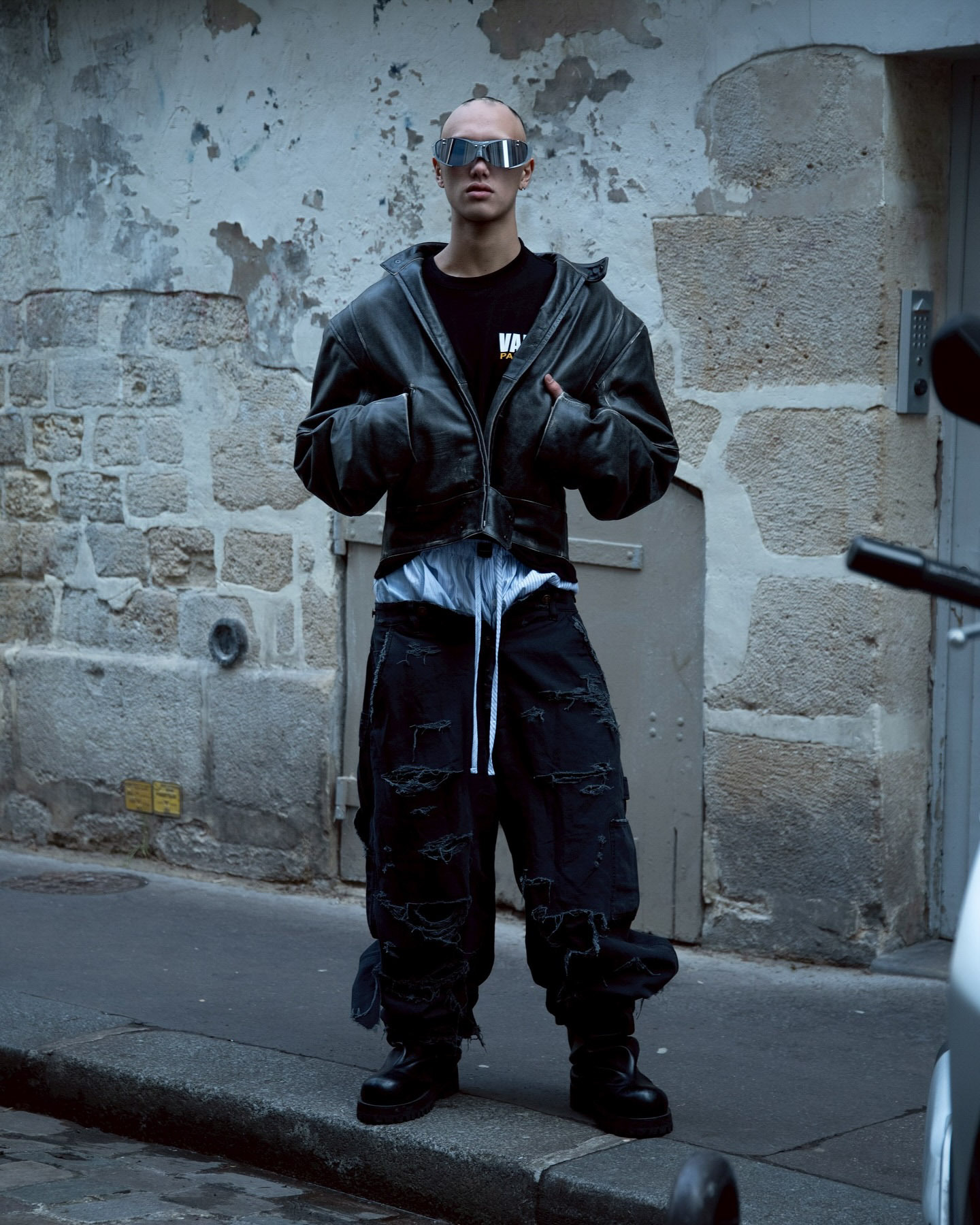 PROJECT G/R｜DISTRESSED WORK PANTS (WASHED BLACK)