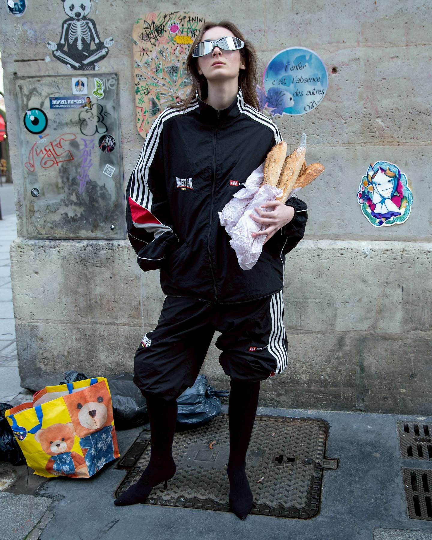 PROJECT G/R｜RETRO BAGGY NYLON TRACK PANTS (BLACK)