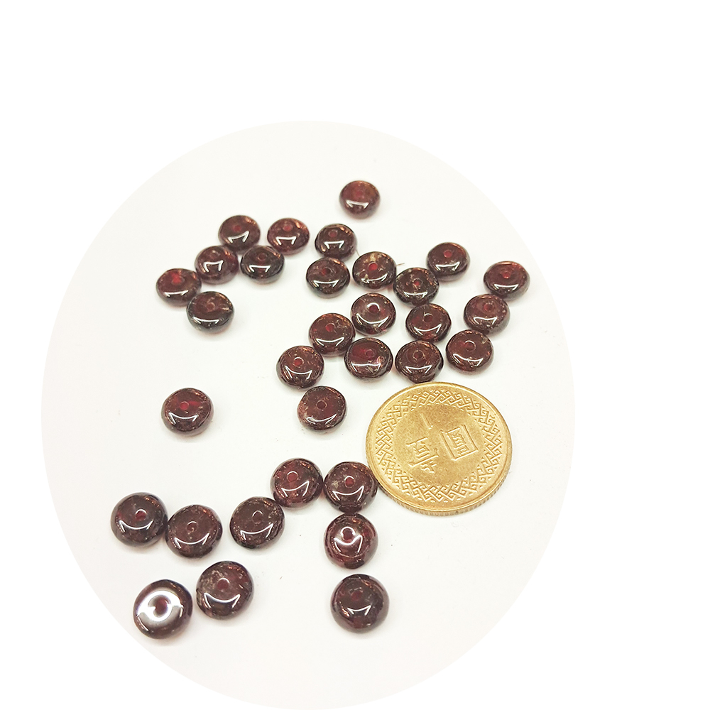 紅石榴 扁珠 公分 配件3個【十方】144106