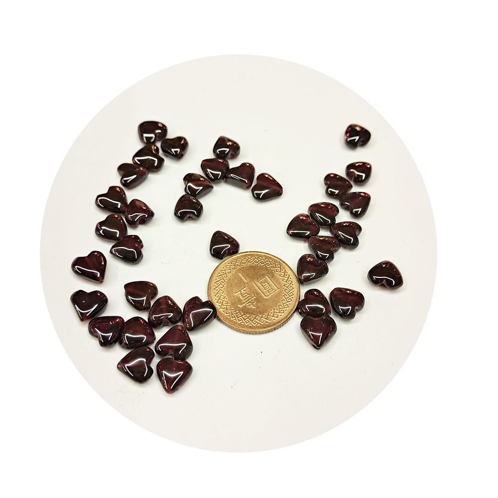 愛心 紅石榴 0.7*0.7mm  3個【十方】112003