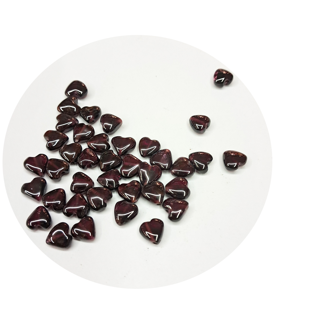 愛心 紅石榴 0.7*0.7mm  3個【十方】112003