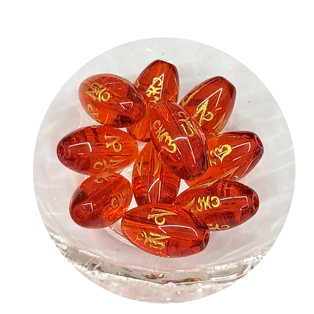 六字真言 {紅琉璃} 金字 精雕0.8*1.4cm 2個【十方】135547