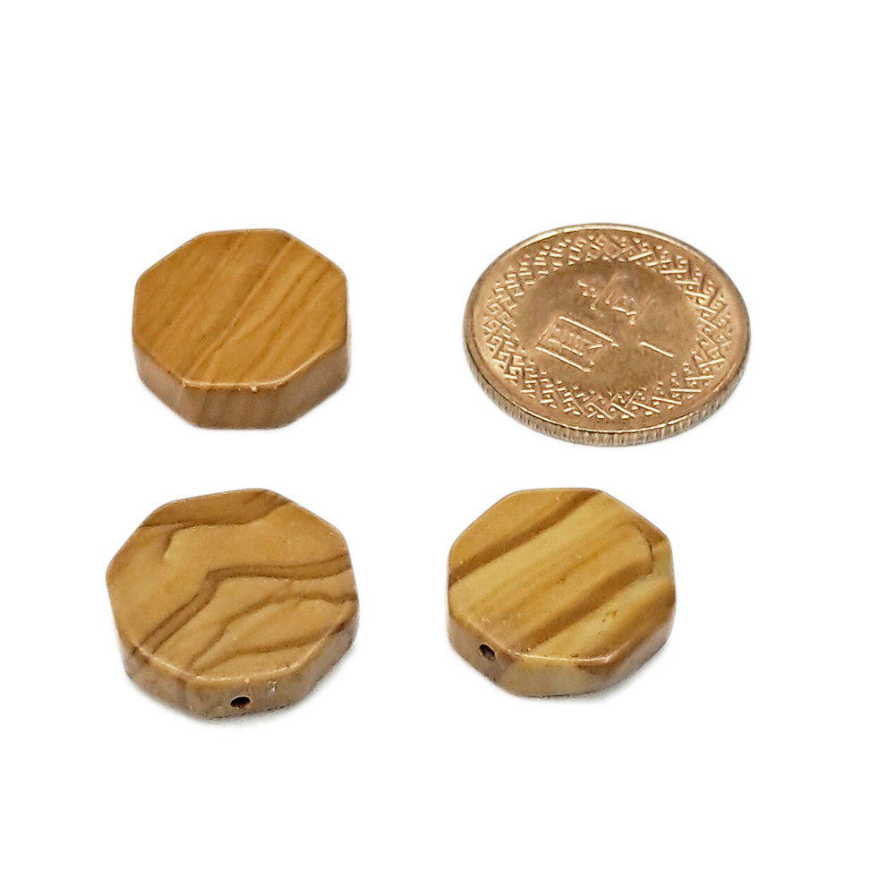 木化石 六角扁珠1.4*0.4公分 1個【十方】141687