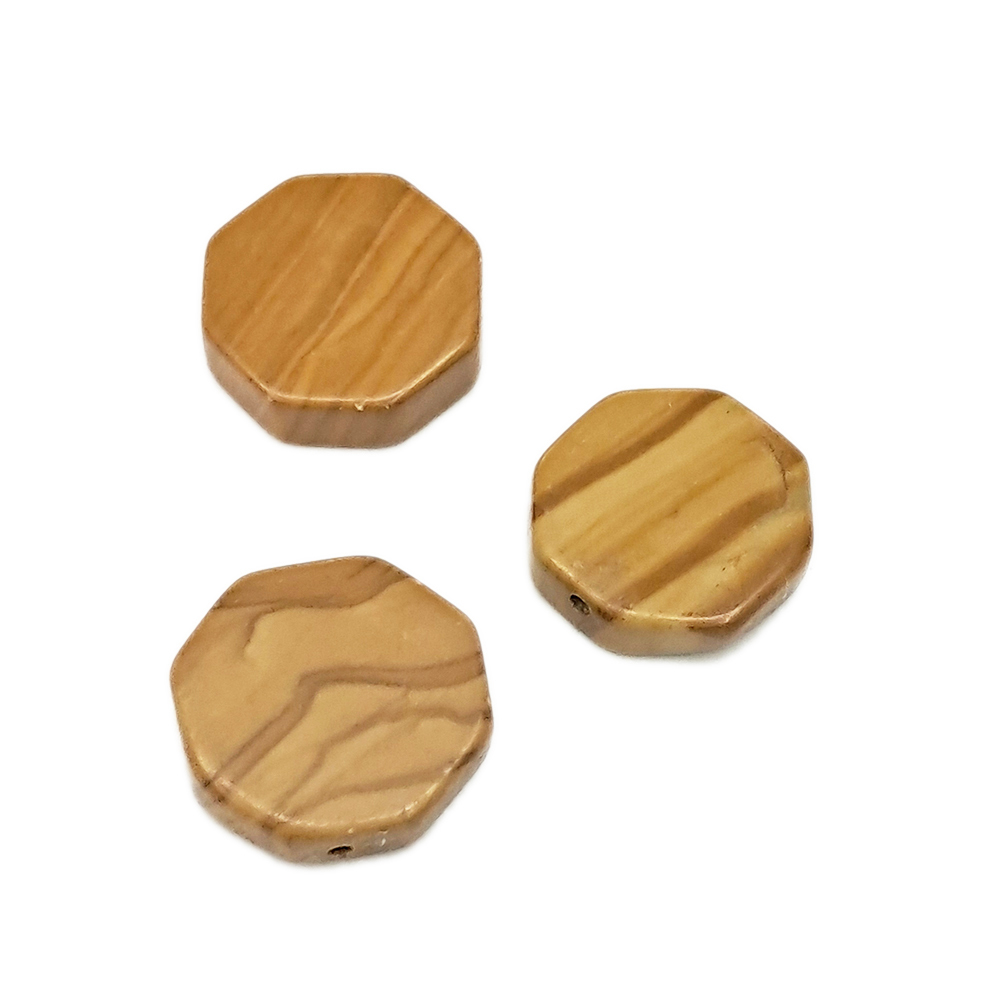 木化石 六角扁珠1.4*0.4公分 1個【十方】141687