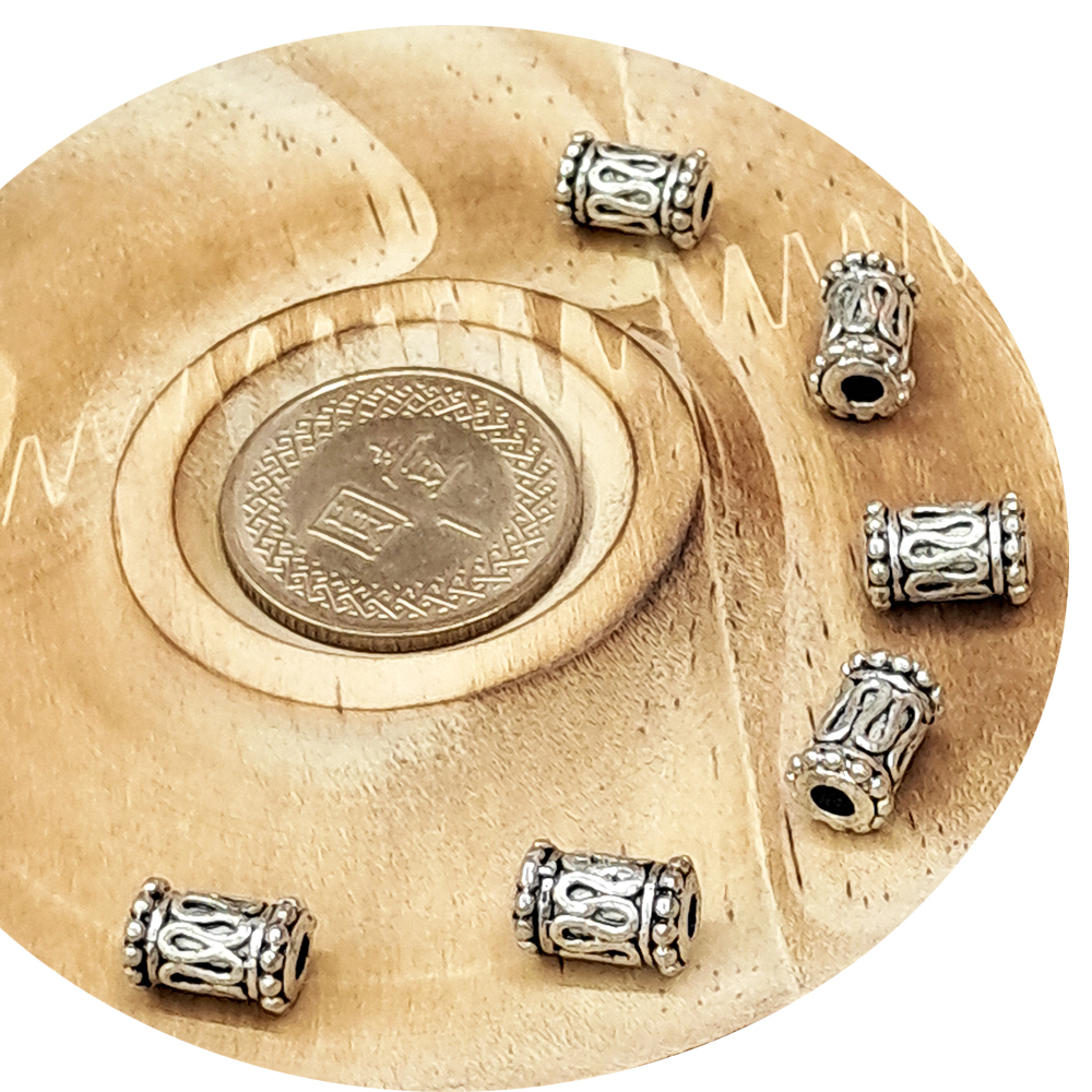 管狀珠 藏銀約 1公分 2個【十方】141727