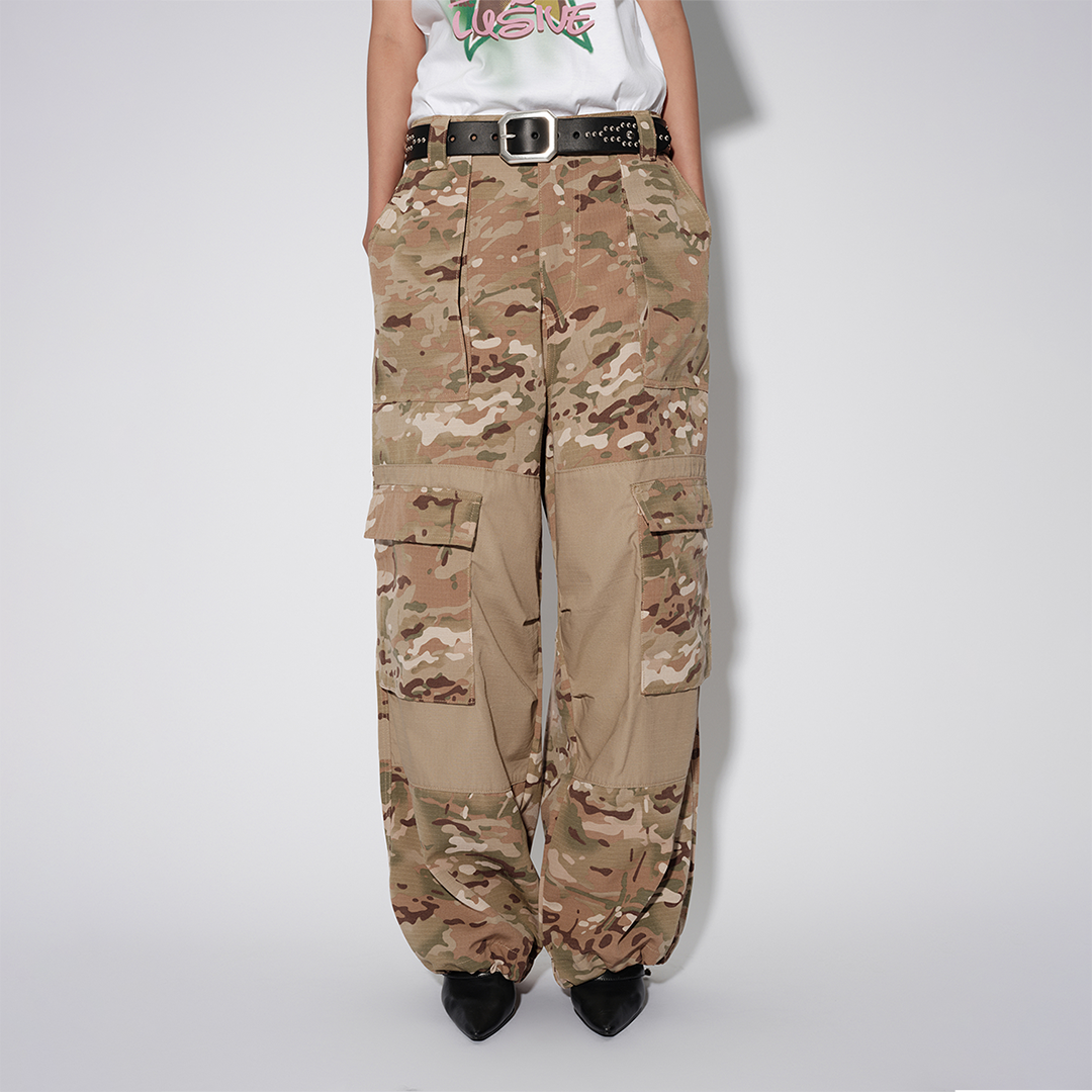 LUSIVE｜剪接工裝褲 Cargo Pants (卡其迷彩)