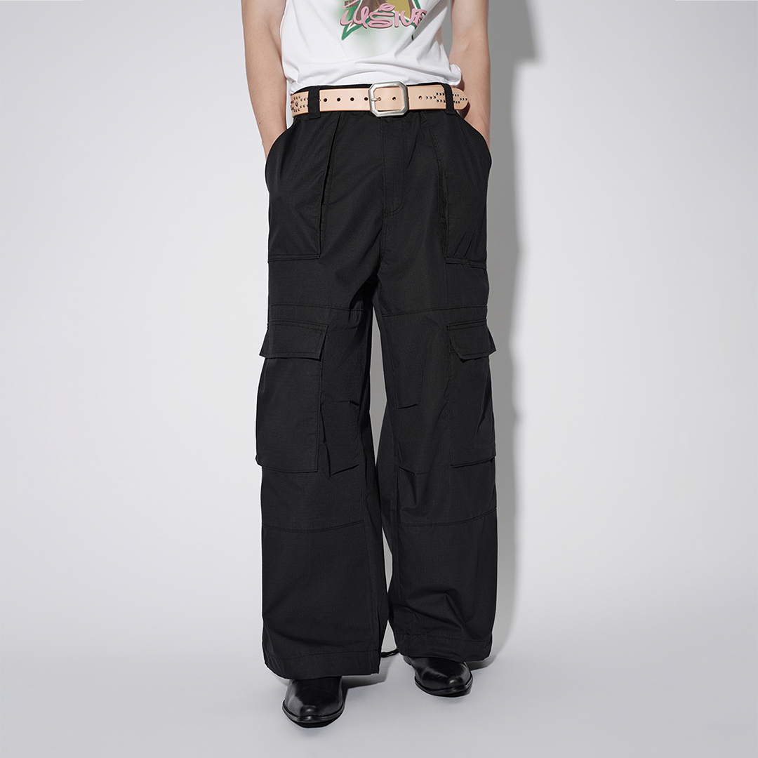 LUSIVE｜剪接工裝褲 Cargo Pants (黑色)