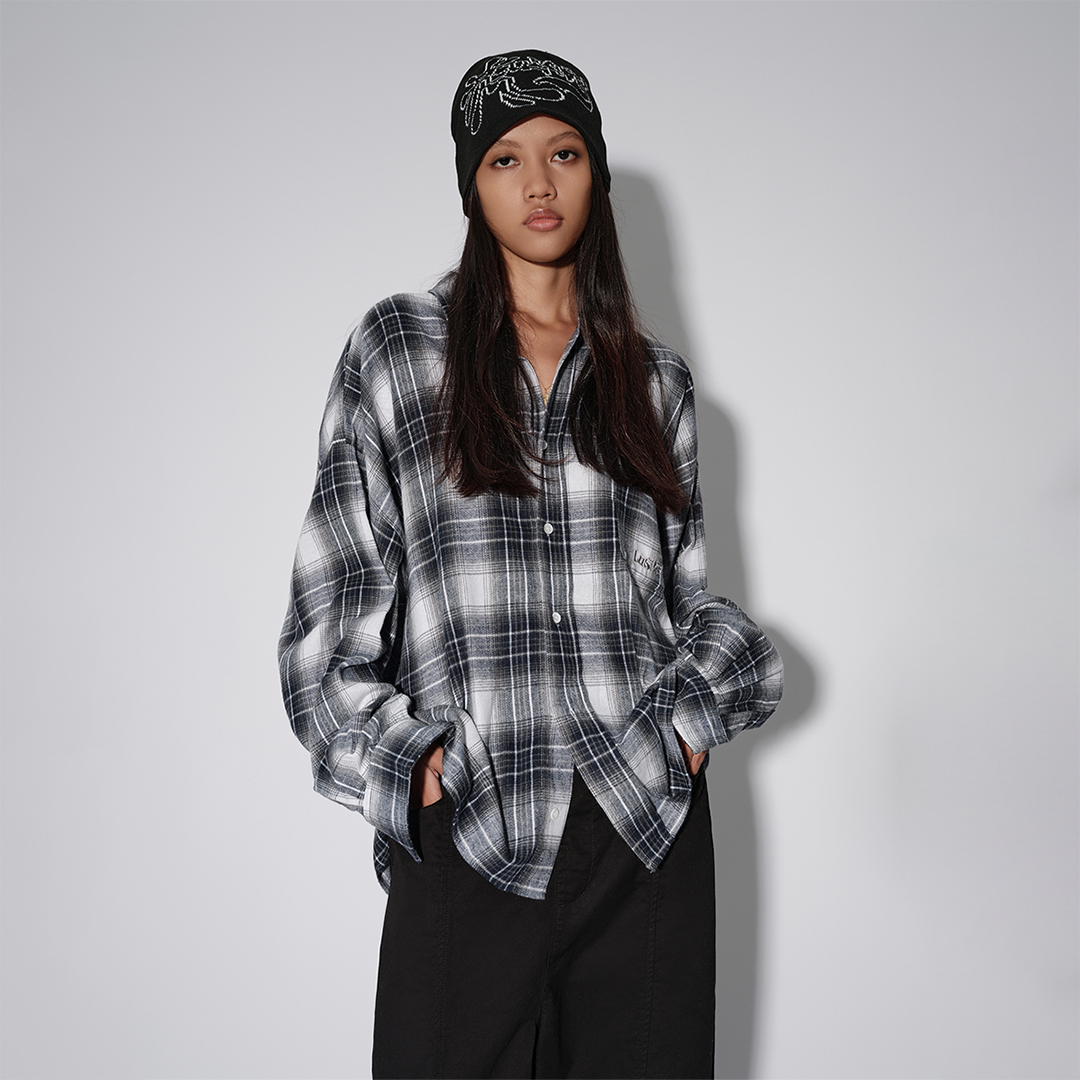 LUSIVE｜寬鬆落肩襯衫 Shadow Flannel Shirt (黑色)