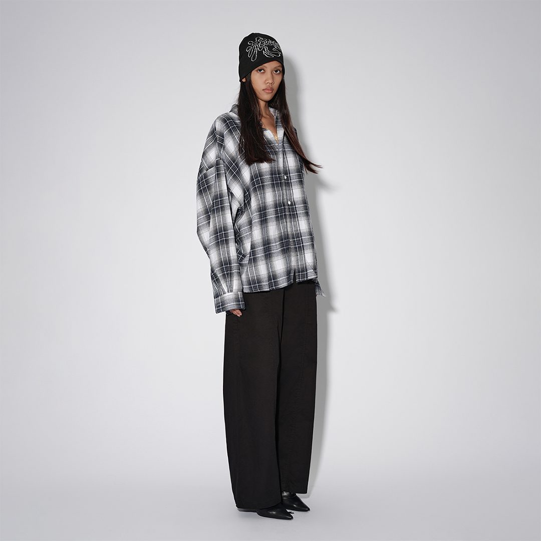 LUSIVE｜寬鬆落肩襯衫 Shadow Flannel Shirt (黑色)