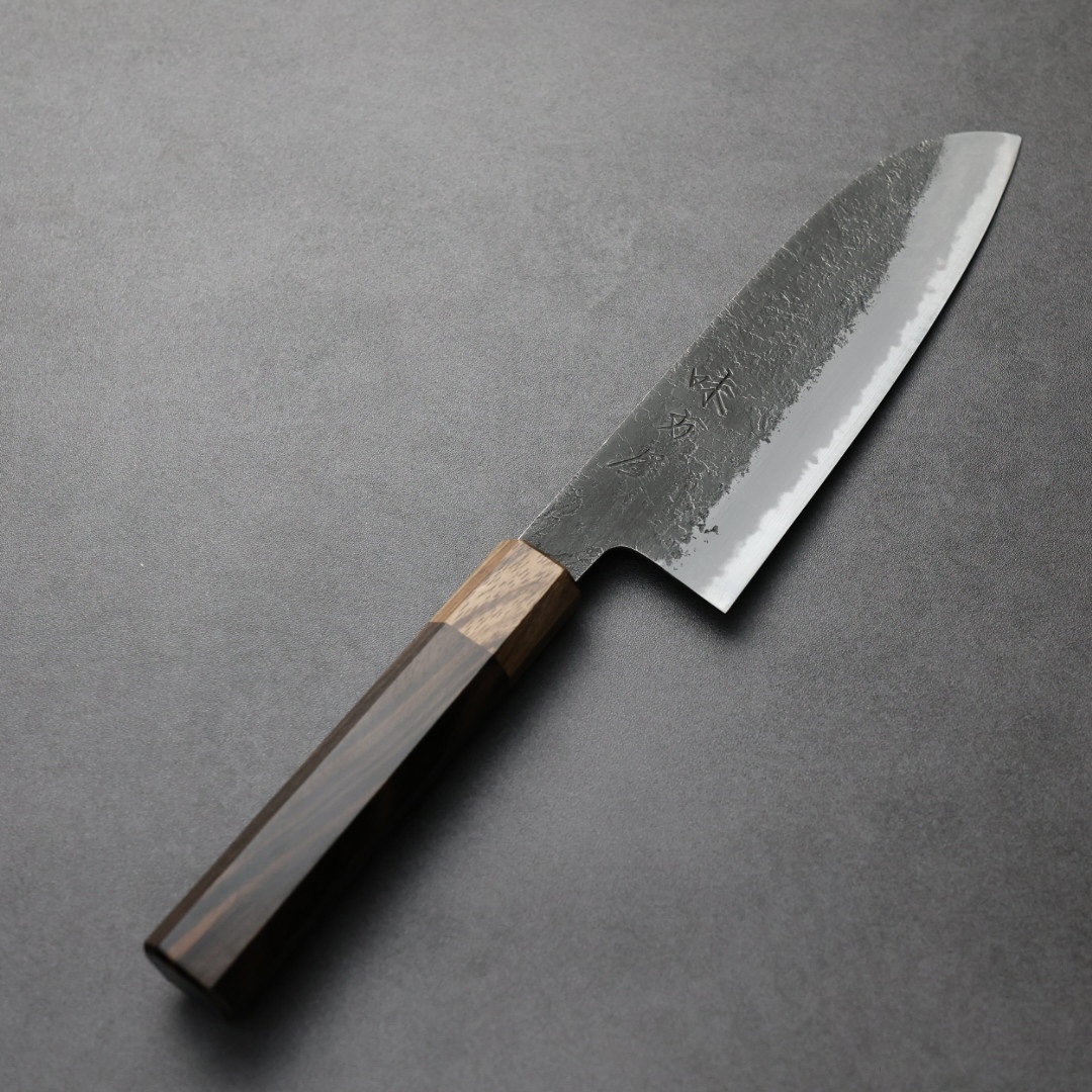 日野浦刃物 味方屋 三德 165mm 白紙鋼 黑打梨地