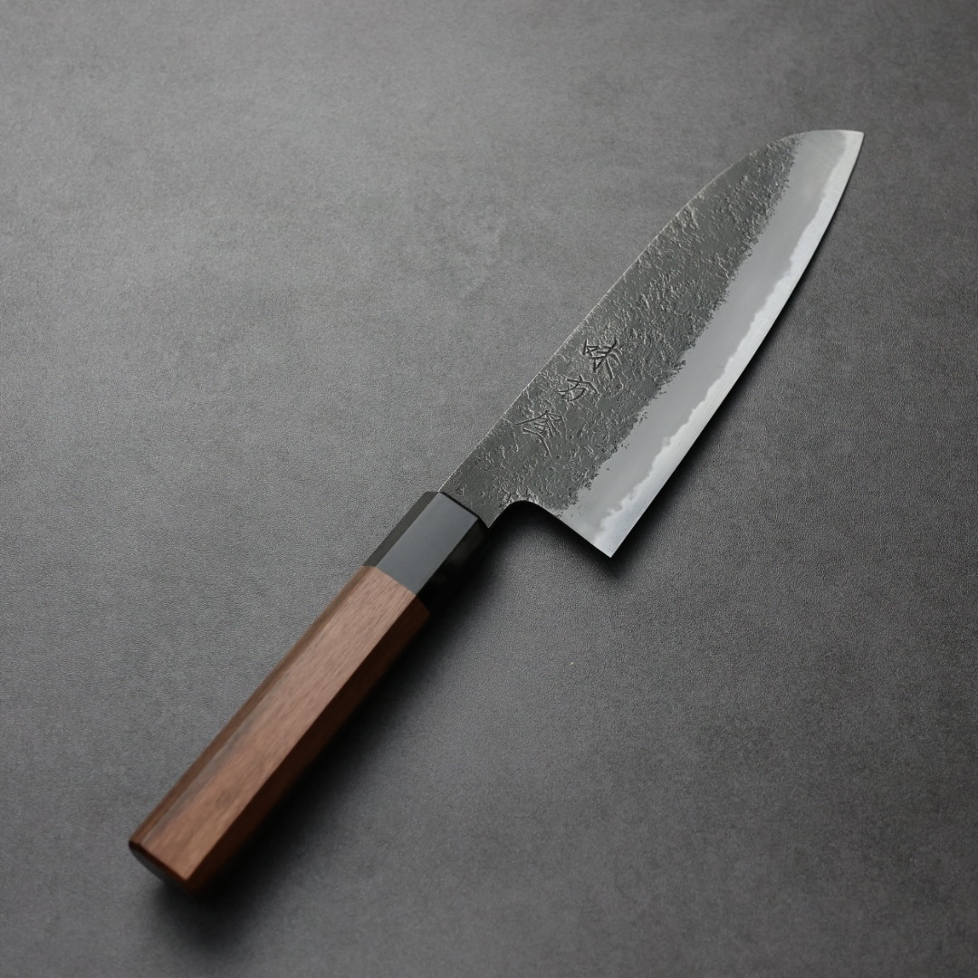 日野浦刃物 味方屋 三德 165mm 白紙鋼 黑打梨地