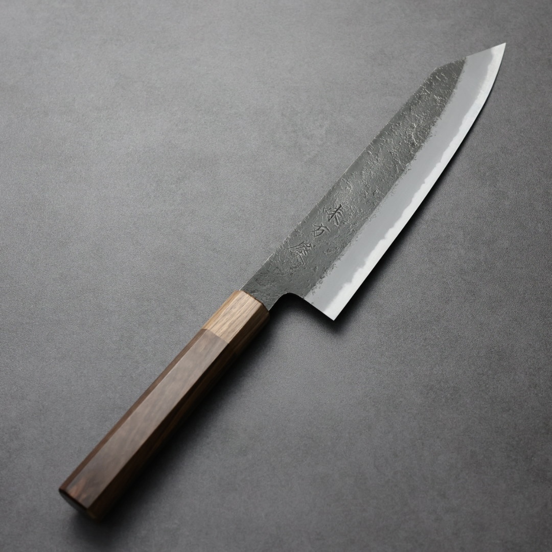 日野浦刃物 味方屋 切付牛刀 210mm 白紙鋼 黑打梨地