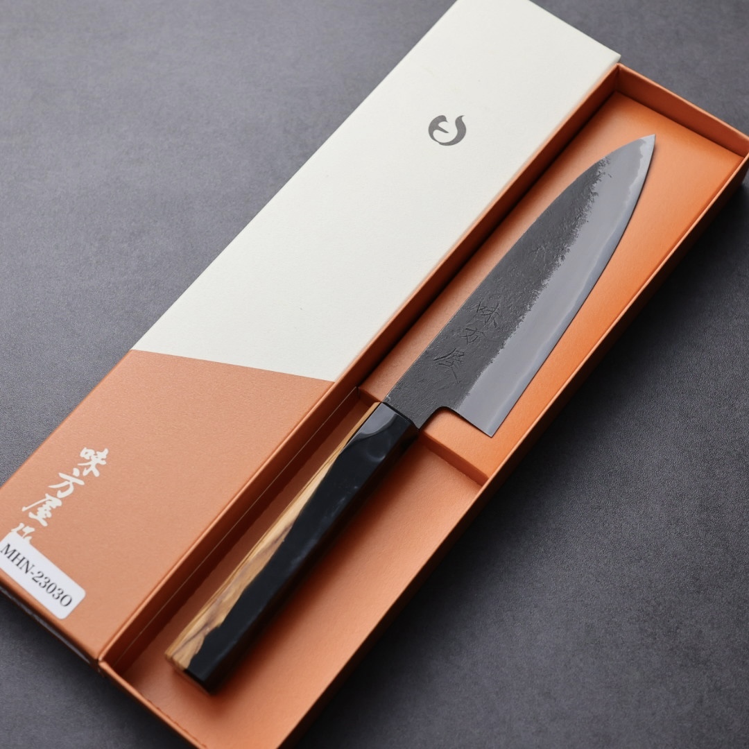日野浦刃物 味方屋 蔬果刀 150mm 白紙鋼 黑打梨地