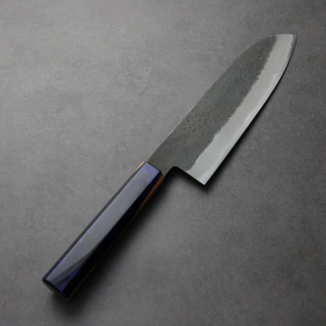 日野浦刃物 味方屋 三德 180mm 白紙鋼 黑打梨地