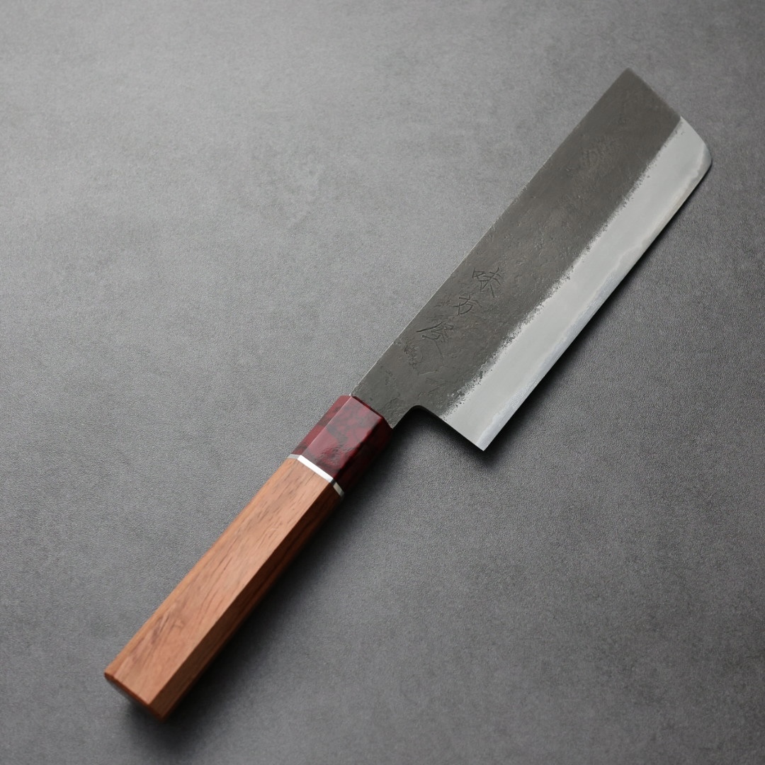 日野浦刃物 味方屋 菜切 180mm 白紙鋼 黑打梨地