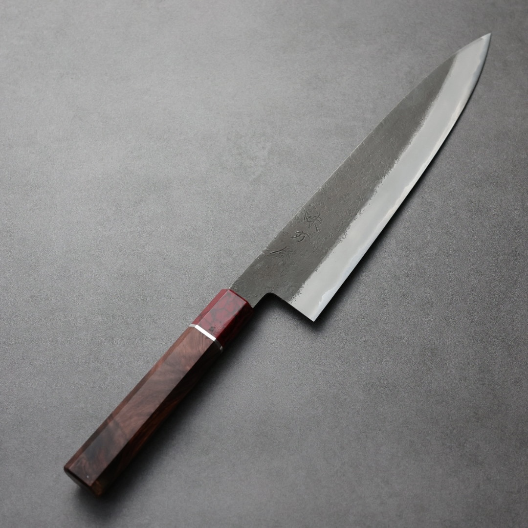 日野浦刃物味方屋牛刀240mm 白紙鋼黑打梨地