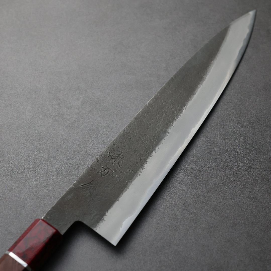 日野浦刃物味方屋牛刀240mm 白紙鋼黑打梨地