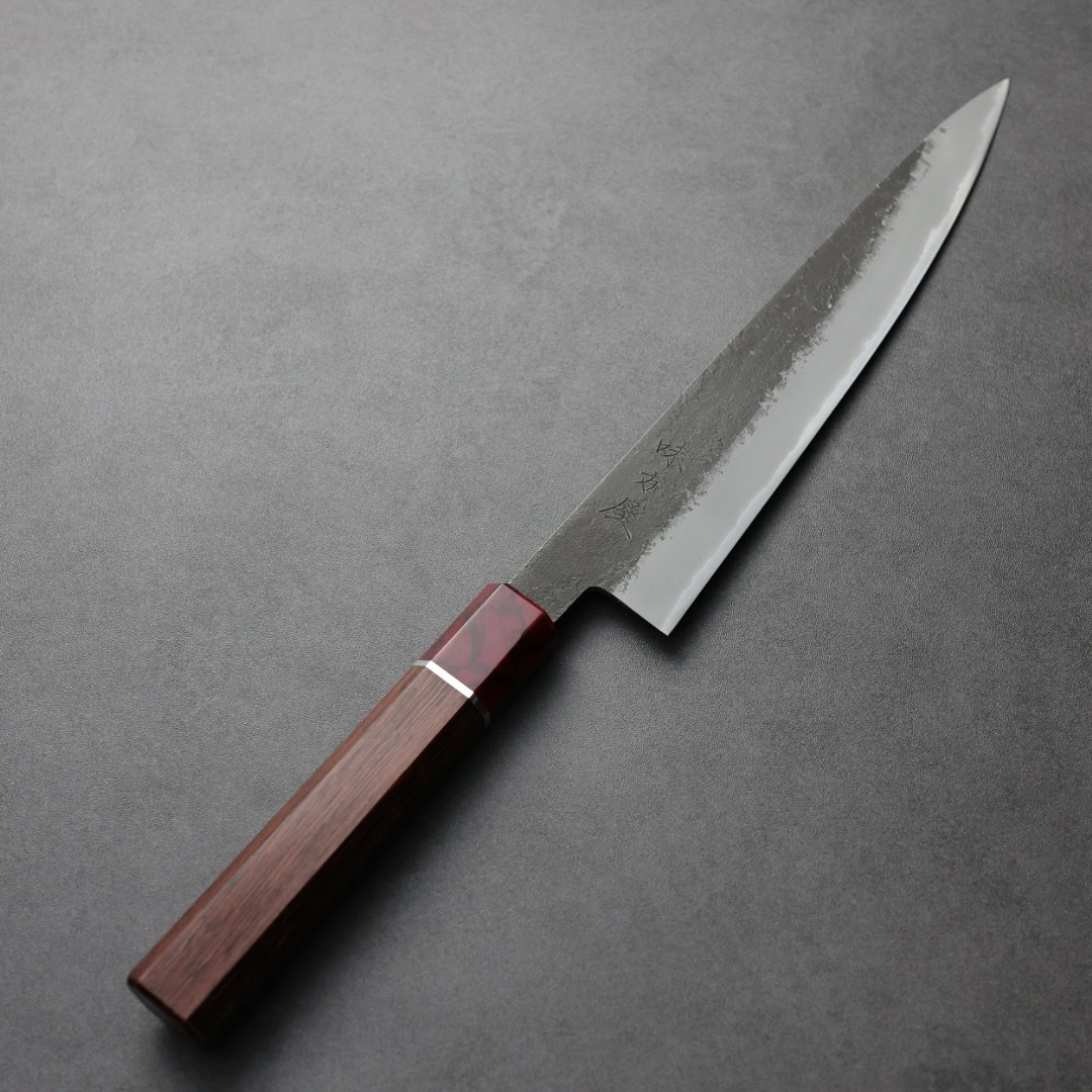 日野浦刃物 味方屋 筋引 210mm 白紙鋼 黑打梨地