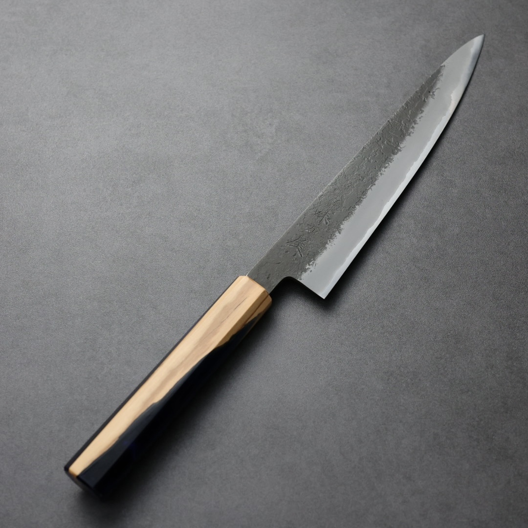 日野浦刃物 味方屋 筋引 210mm 白紙鋼 黑打梨地