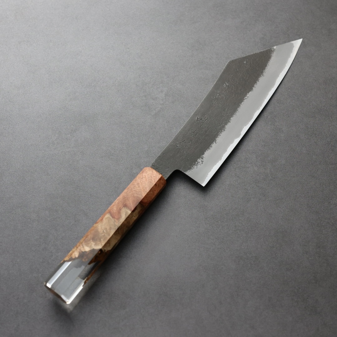 日野浦刃物 味方屋 博多 180mm 白紙鋼 黑打梨地