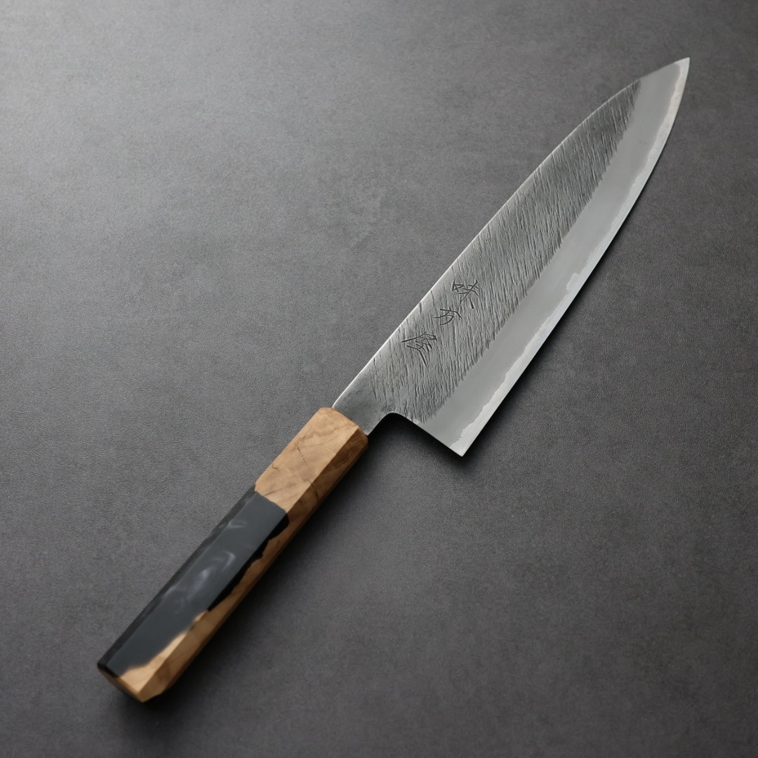 日野浦刃物 味方屋 牛刀 210mm 白紙鋼 松葉鎚目