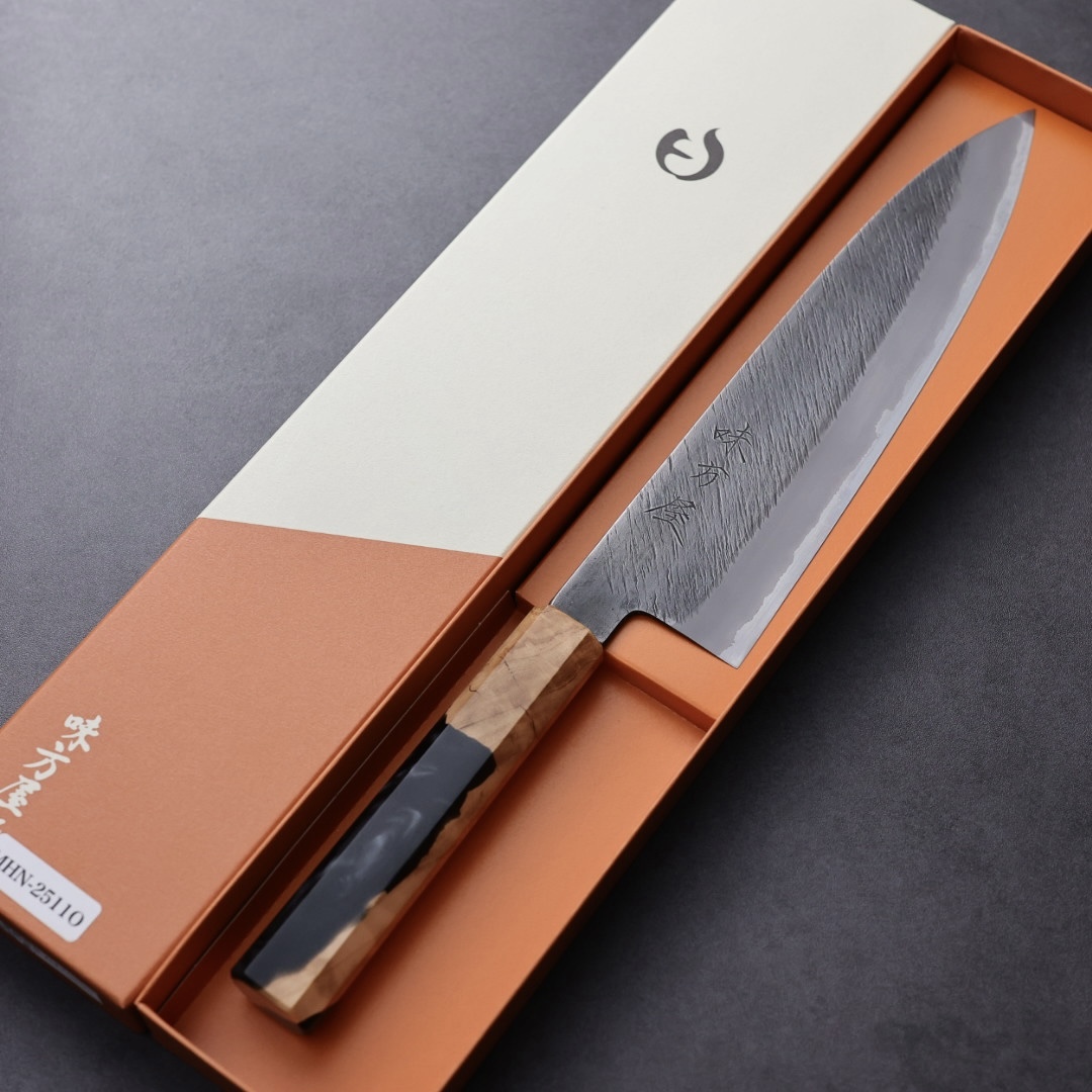 日野浦刃物 味方屋 牛刀 210mm 白紙鋼 松葉鎚目