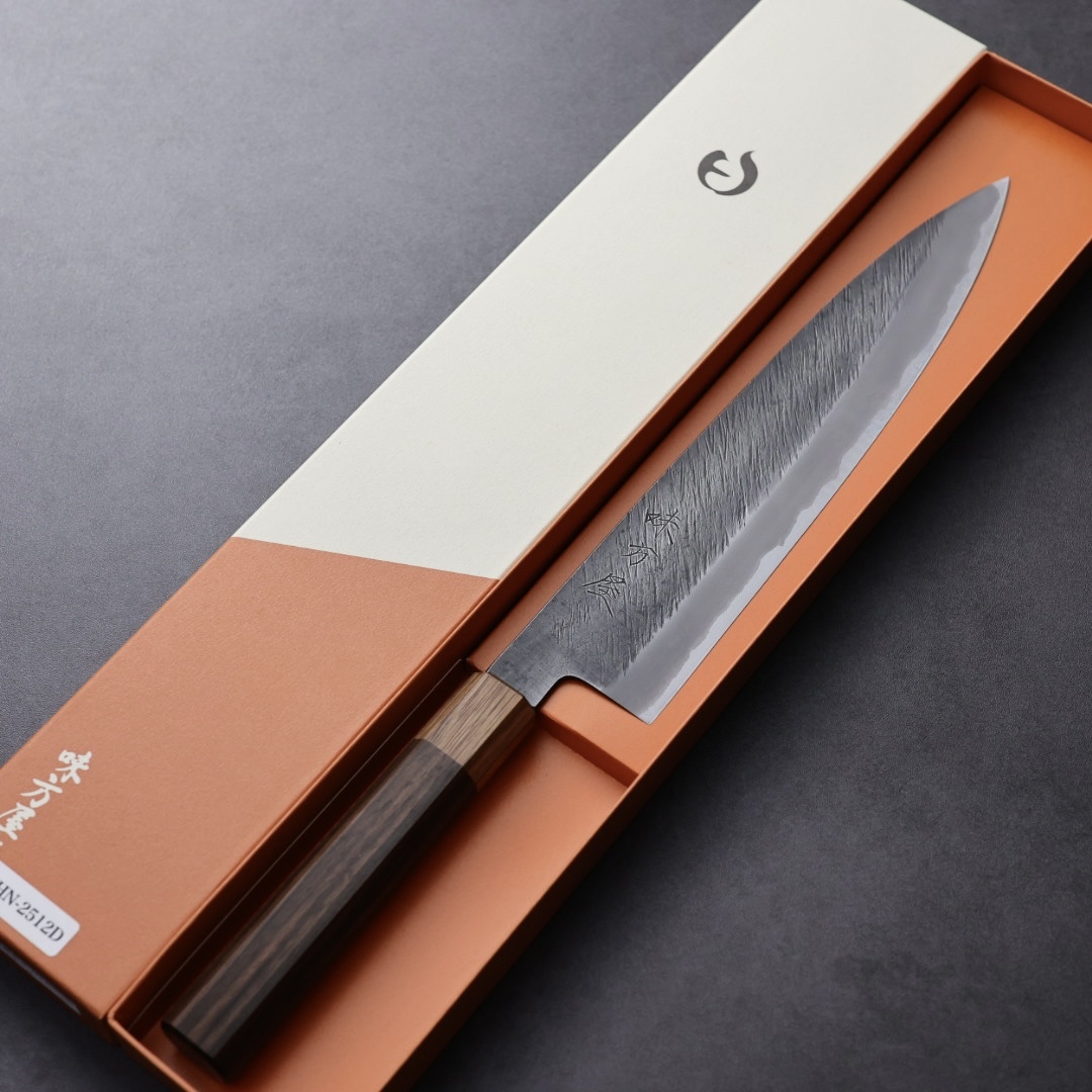 日野浦刃物 味方屋 牛刀 240mm 白紙鋼 松葉鎚目