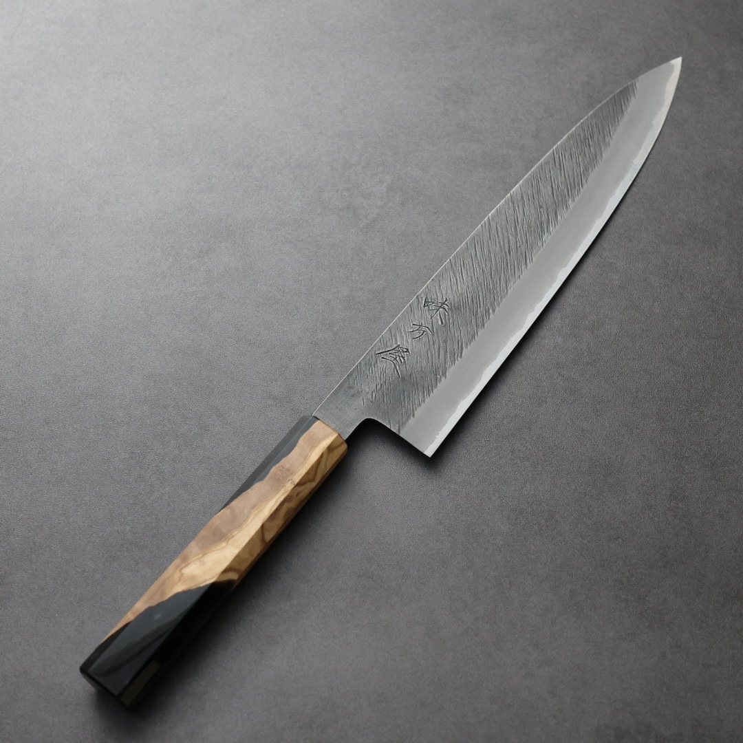 日野浦刃物 味方屋 牛刀 240mm 白紙鋼 松葉鎚目