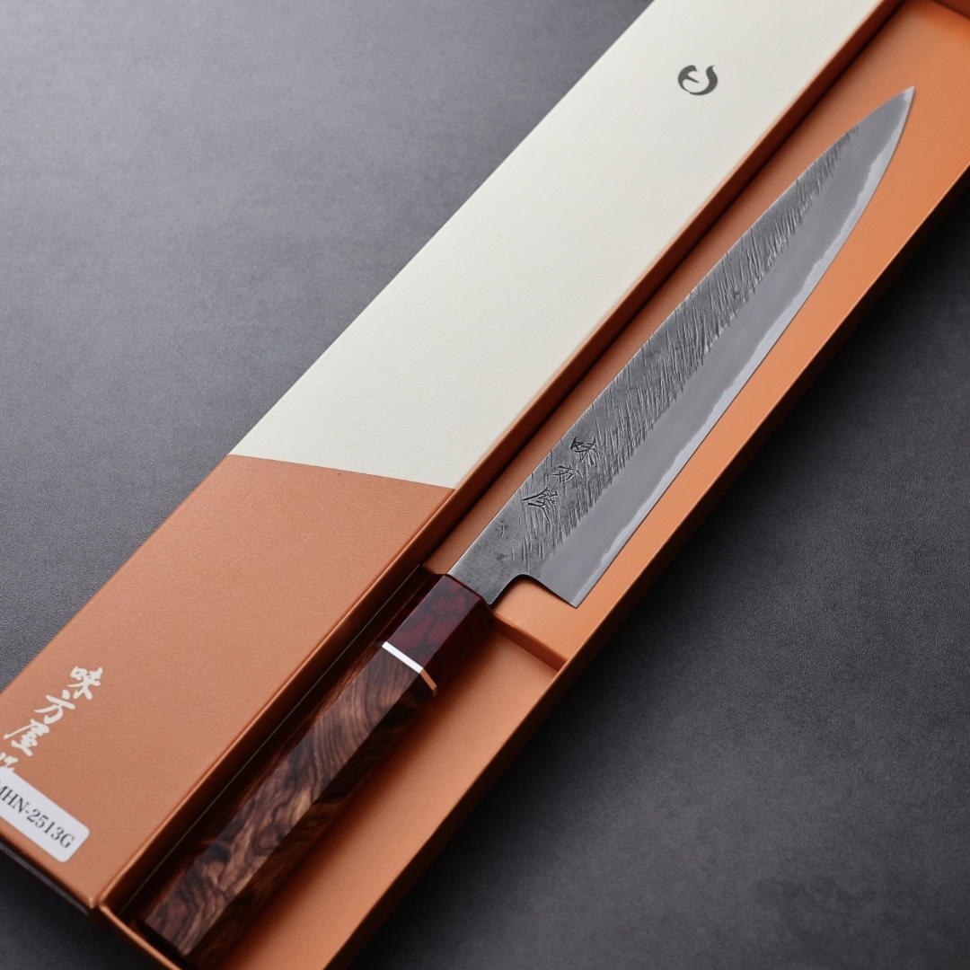 日野浦刃物 味方屋 筋引 240mm 白紙鋼 松葉鎚目